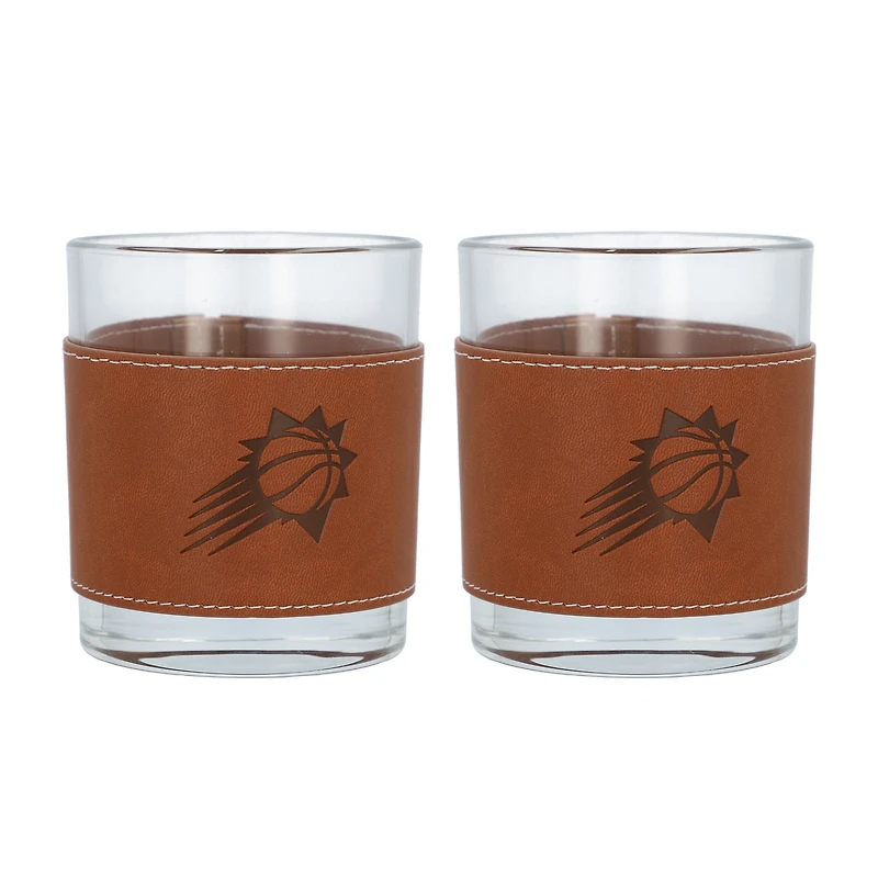 Lot de 2 verres à whisky Phoenix Suns de 12 oz avec emballage en cuir