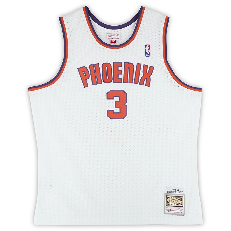 Maillot Swingman alternatif blanc autographié par Stephon Marbury des Phoenix Suns (2002-2003)