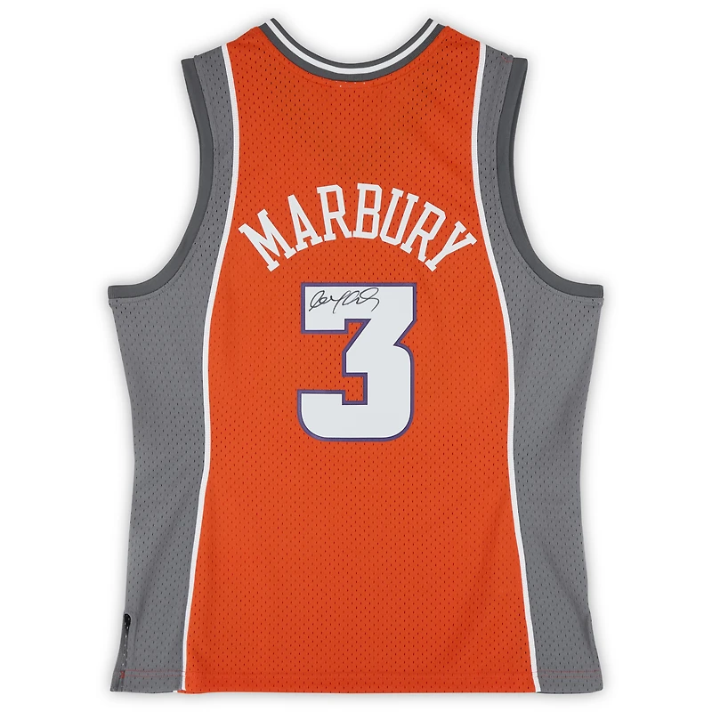 Maillot Swingman alternatif orange autographié par Stephon Marbury des Phoenix Suns (2003-2004)