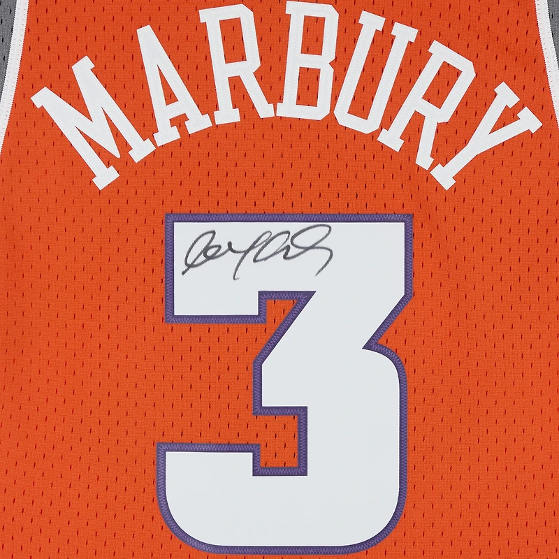 Maillot Swingman alternatif orange autographié par Stephon Marbury des Phoenix Suns (2003-2004)