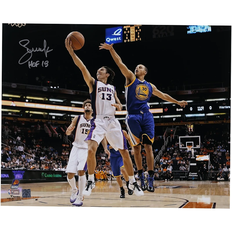 Steve Nash Phoenix Suns Autographed 16" x 20" Layup vs. Golden State Warriors Photograph with "HOF 18" Inscription