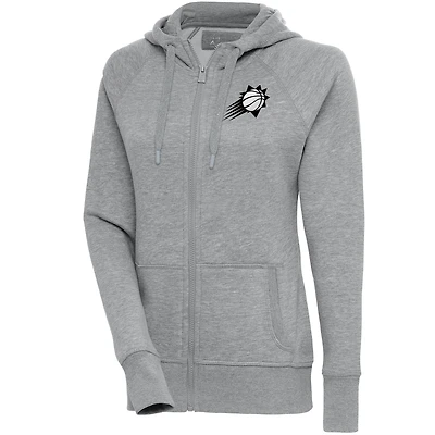 Women's Antigua  Heather Gray Phoenix Suns Brushed Metallic Victory Full-Zip Hoodie