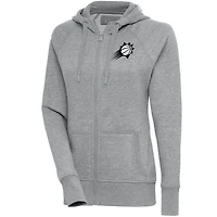 Women's Antigua  Heather Gray Phoenix Suns Brushed Metallic Victory Full-Zip Hoodie