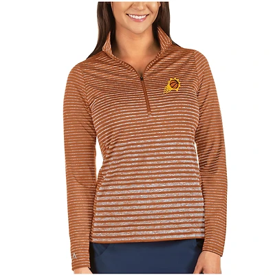 Women's Antigua Heathered Orange Phoenix Suns Pace Half-Zip Pullover Jacket