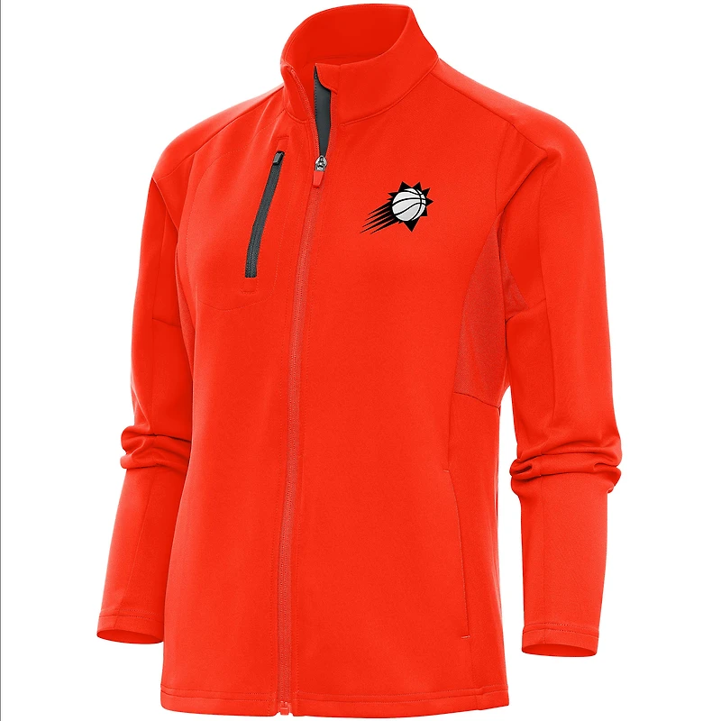 Veste zippée intégrale pour femme Antigua Orange Phoenix Suns, finition métallisée brossée