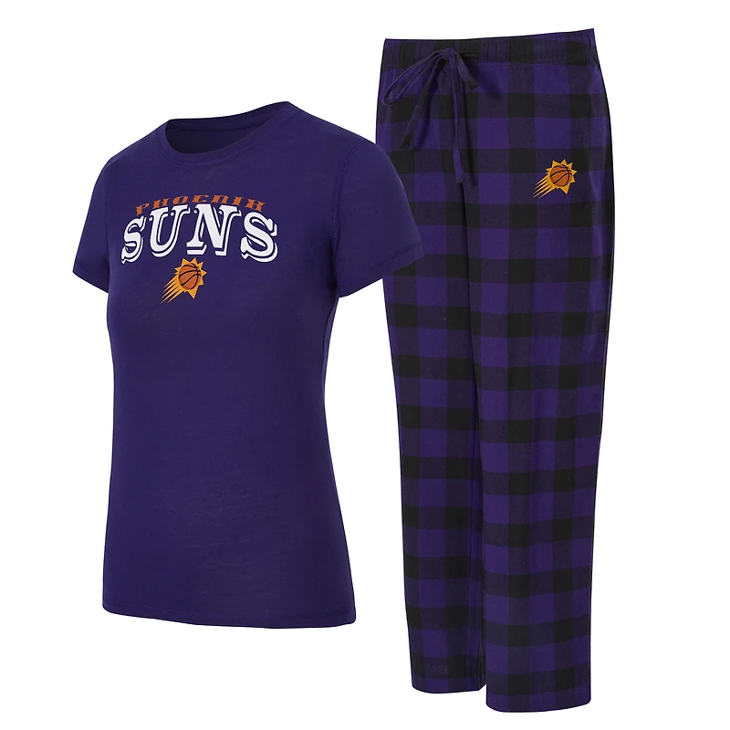 Ensemble pyjama en flanelle pour femme Concepts Sport Phoenix Suns Avondale violet/noir : t-shirt et pantalon.