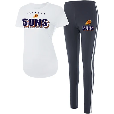 Women's Concepts Sport White/Charcoal Phoenix Suns Sonata Top & Leggings Sleep Set
