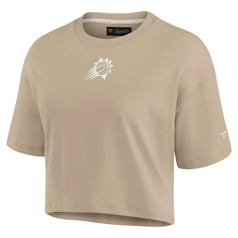 Women's Fanatics Khaki Phoenix Suns Elements Super Soft Boxy Cropped T-Shirt