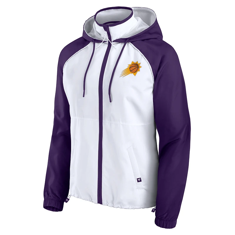 Veste à capuche entièrement zippée Fanatics Phoenix Suns blanche/violette pour femme