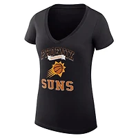 Women's G-III 4Her by Carl Banks Black Phoenix Suns Super-Slim Fit Lightweight Team Logo V-Neck T-Shirt