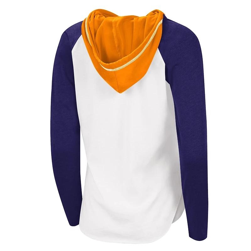 Women's G-III 4Her by Carl Banks White Phoenix Suns MVP Raglan Hoodie Long Sleeve T-Shirt