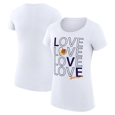 T-shirt léger et ultra-ajusté pour femme G-III 4Her par Carl Banks, motif Phoenix Suns, blanc, « Love Basketball ».