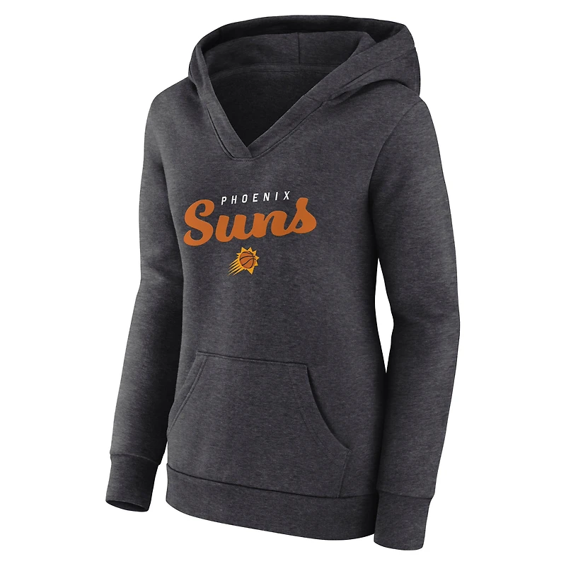 Women's Logo Athletic Heather Charcoal Phoenix Suns Triumphant V-Neck Pullover Hoodie