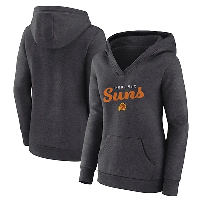 Women's Logo Athletic Heather Charcoal Phoenix Suns Triumphant V-Neck Pullover Hoodie