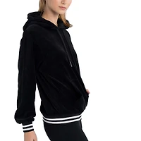 Women's Lusso Black Phoenix Suns Nellie Oversized Velour Pullover Hoodie