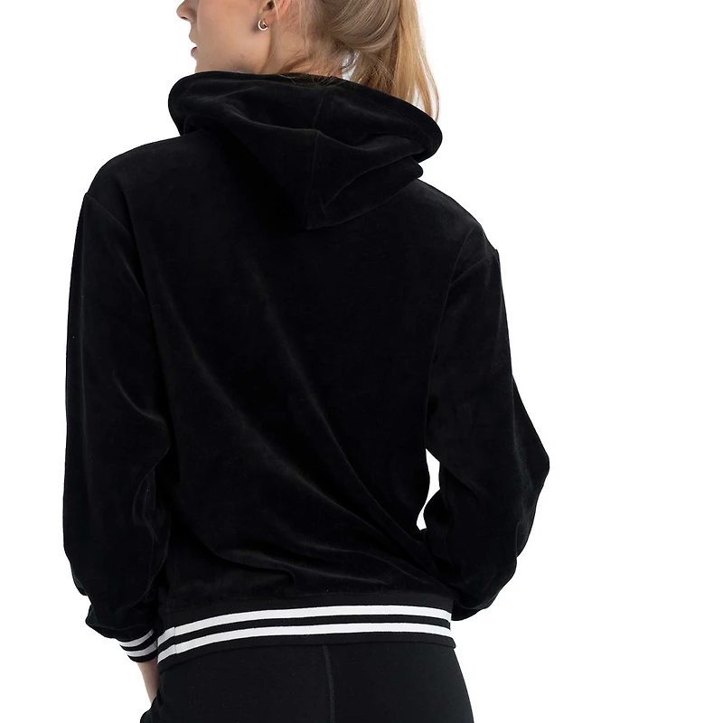 Women's Lusso Black Phoenix Suns Nellie Oversized Velour Pullover Hoodie