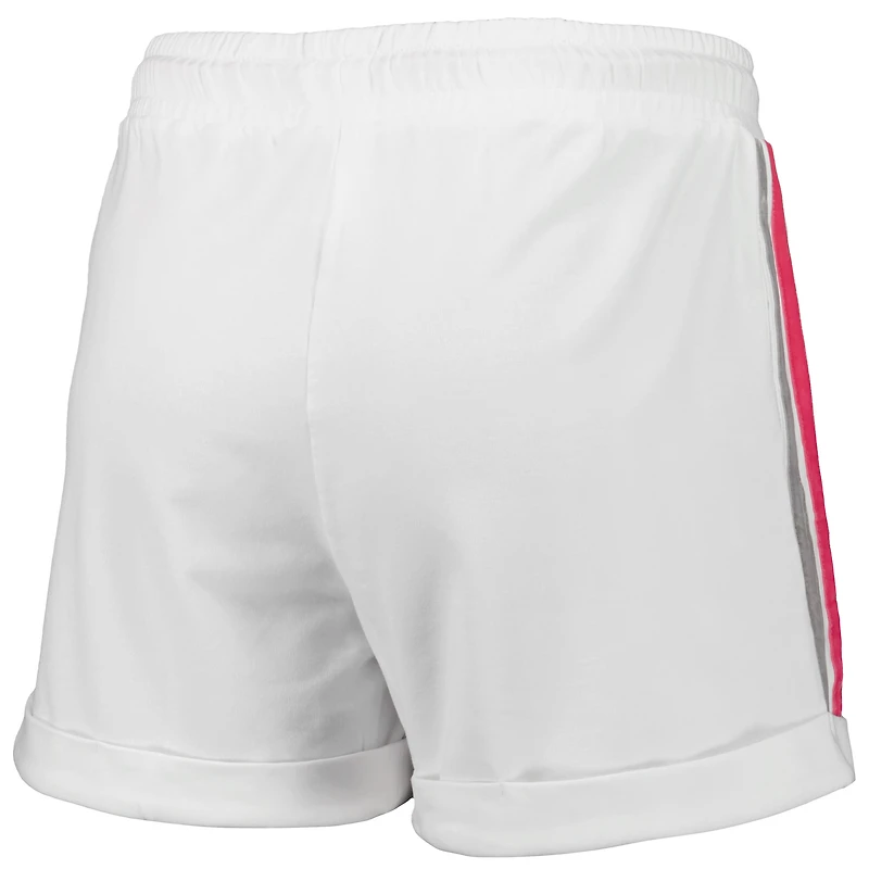 Women's Lusso White/Pink Phoenix Suns Melody Cuffed Tri-Blend Shorts