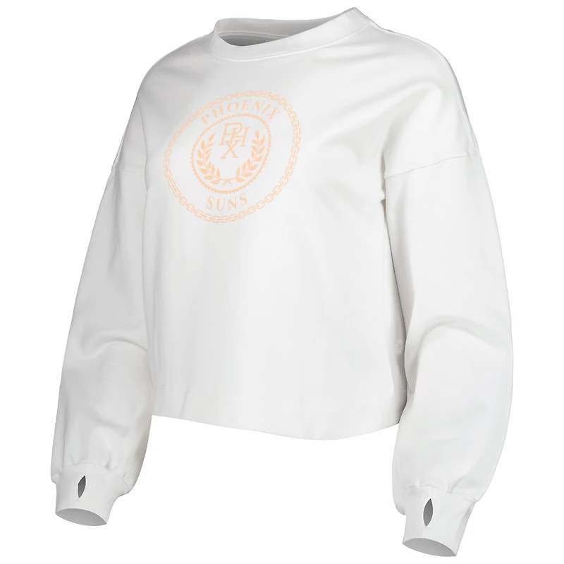 Women's Lusso White Phoenix Suns Lola Ball and Chain Pullover Sweatshirt