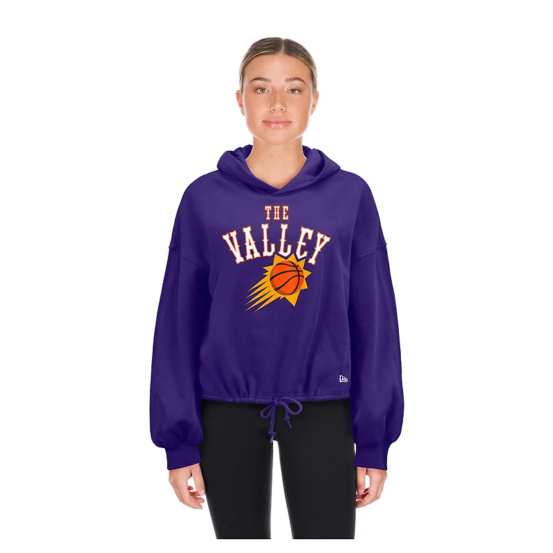 Sweat à capuche court New Era pour femme, violet, Phoenix Suns, édition City 2024/25
