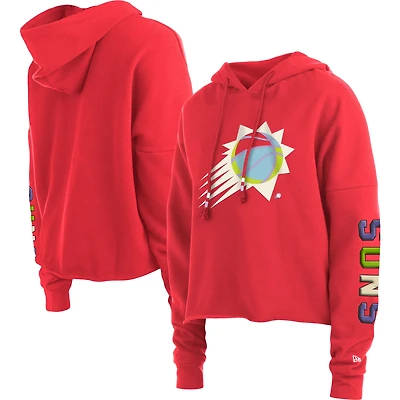 Sweat à capuche court New Era Red Phoenix Suns Color Pack pour femme