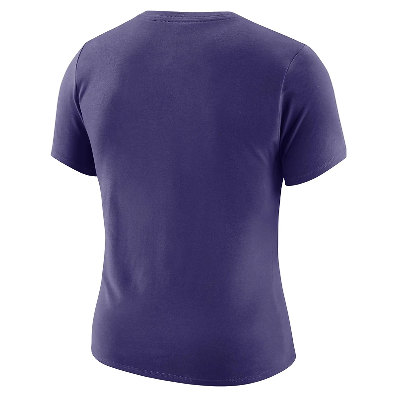 Women's Nike Purple Phoenix Suns Courtside Modest Cropped Tri-Blend T-Shirt
