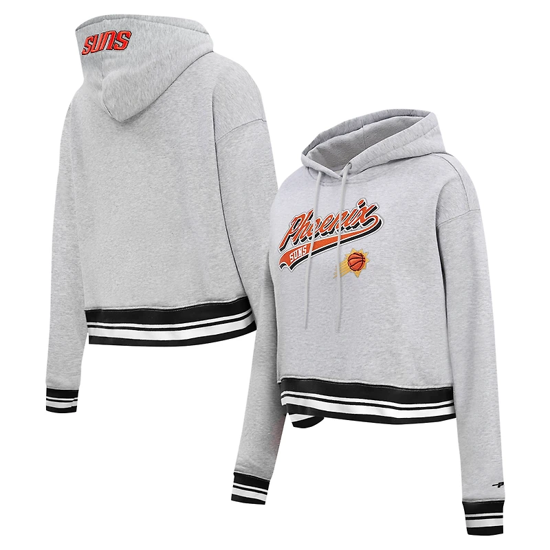 Sweat à capuche court Pro Standard pour femmes, gris chiné, Phoenix Suns Script Tail