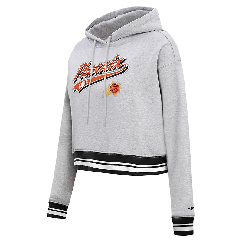 Sweat à capuche court Pro Standard pour femmes, gris chiné, Phoenix Suns Script Tail
