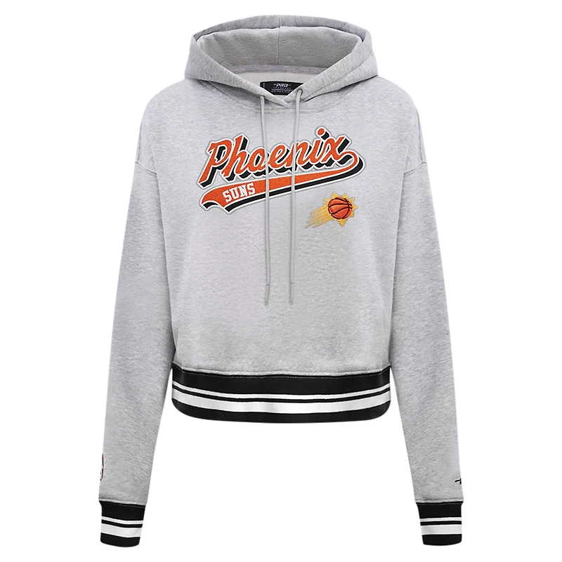 Sweat à capuche court Pro Standard pour femmes, gris chiné, Phoenix Suns Script Tail