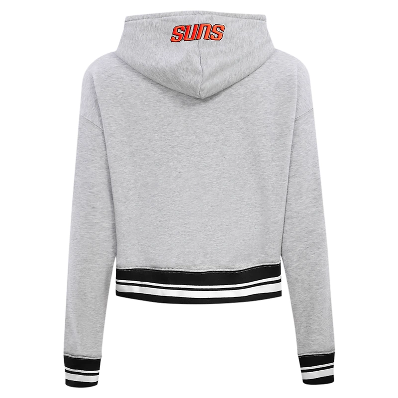 Women's Pro Standard Heather Gray Phoenix Suns Script Tail Cropped Pullover Hoodie