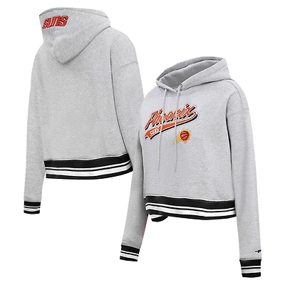 Sweat à capuche court Pro Standard pour femmes, gris chiné, Phoenix Suns Script Tail