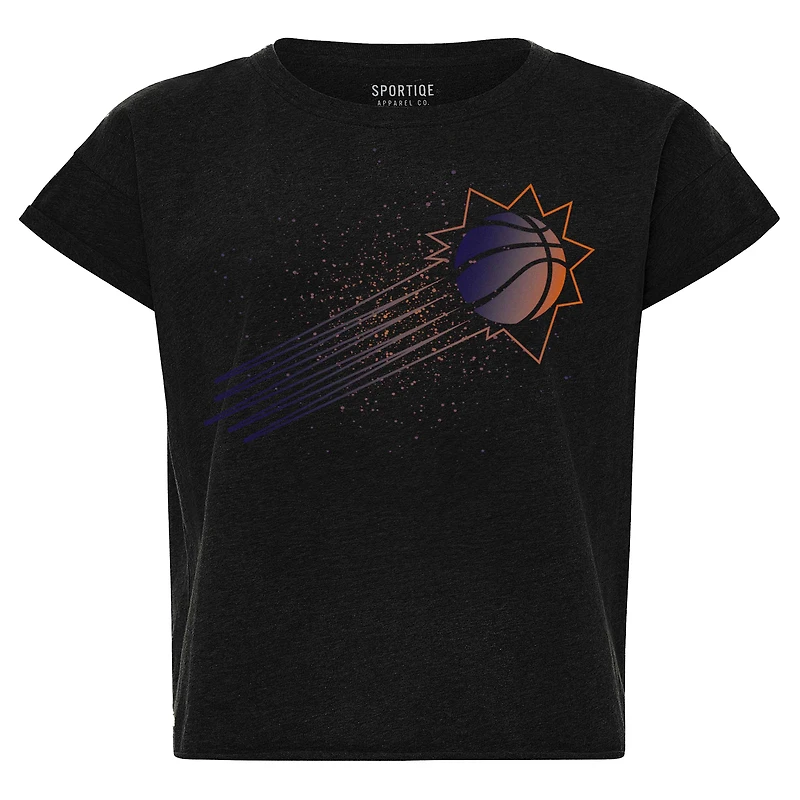 Women's Sportiqe Black Phoenix Suns Cropped Genuine Issue Collection Alana T-Shirt