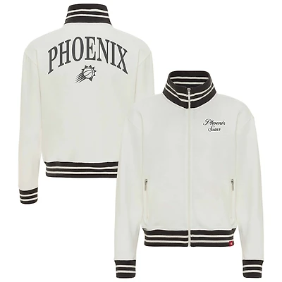Veste zippée intégrale en molleton français crème Phoenix Suns Athletic Club Collection Sportiqe pour femme