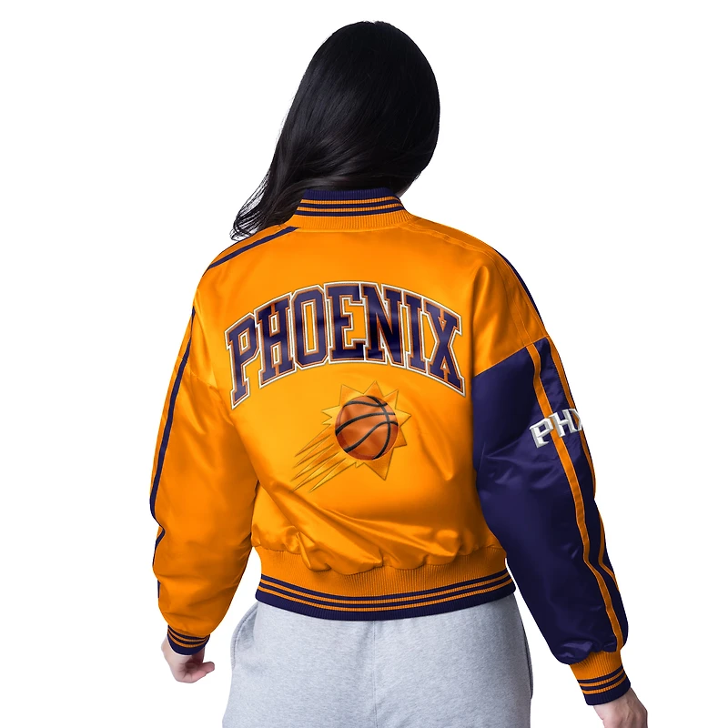 Women's Starter  Orange/Purple Phoenix Suns Zone Blitz Cropped Full-Snap Satin Jacket