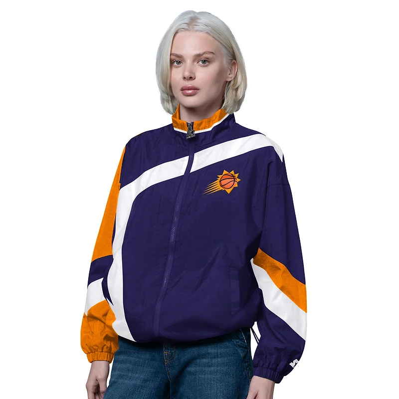 Veste zippée violette/orange pour femme des Phoenix Suns, premier quart-temps