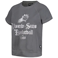 Sweat-shirt à manches courtes raglan en polaire brodée The Wild Collective pour femmes, gris Phoenix Suns