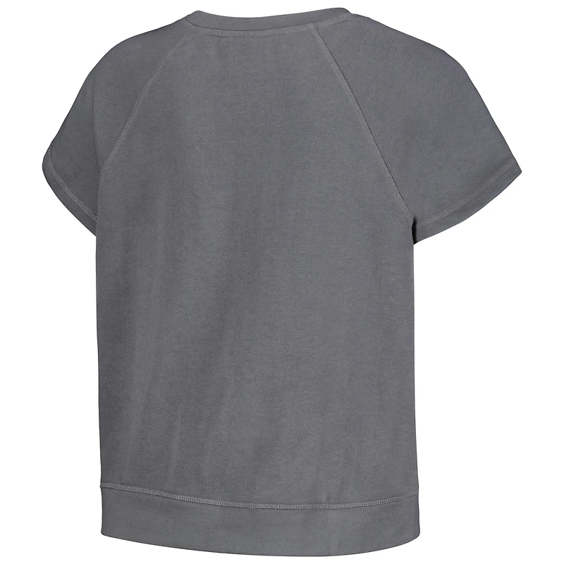 Sweat-shirt à manches courtes raglan en polaire brodée The Wild Collective pour femmes, gris Phoenix Suns