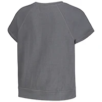 Sweat-shirt à manches courtes raglan en polaire brodée The Wild Collective pour femmes, gris Phoenix Suns