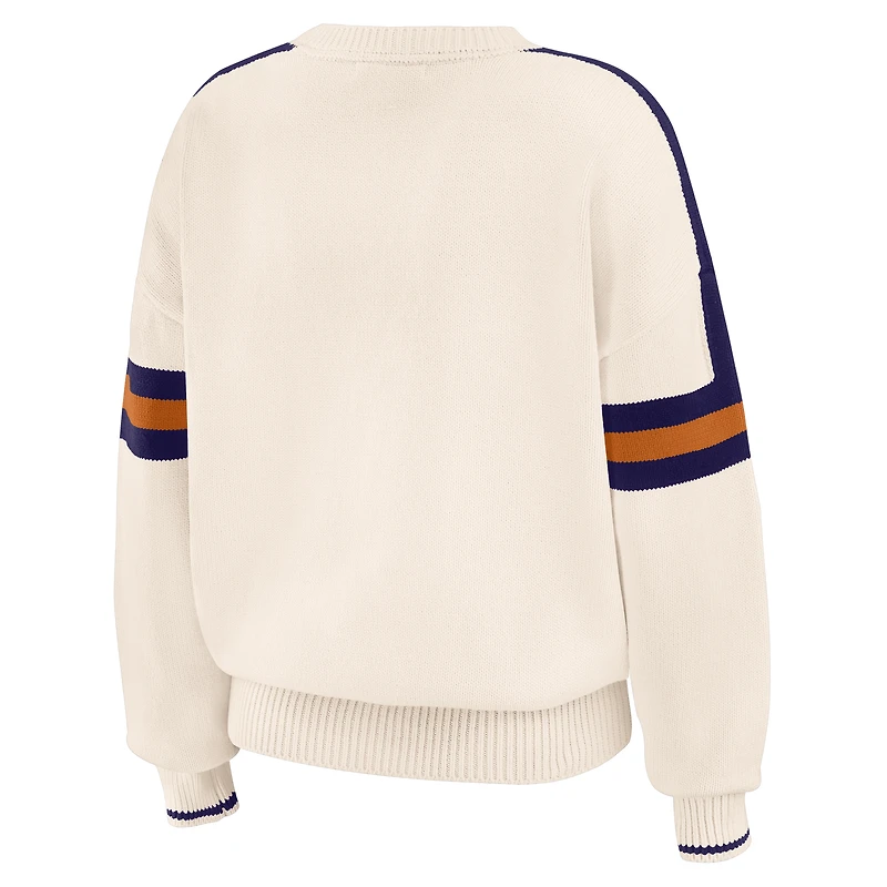 Women's WEAR by Erin Andrews  Cream Phoenix Suns Stripe Pullover Sweater