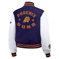 Women's WEAR by Erin Andrews Purple/White Phoenix Suns Cropped Varsity Full-Zip Jacket