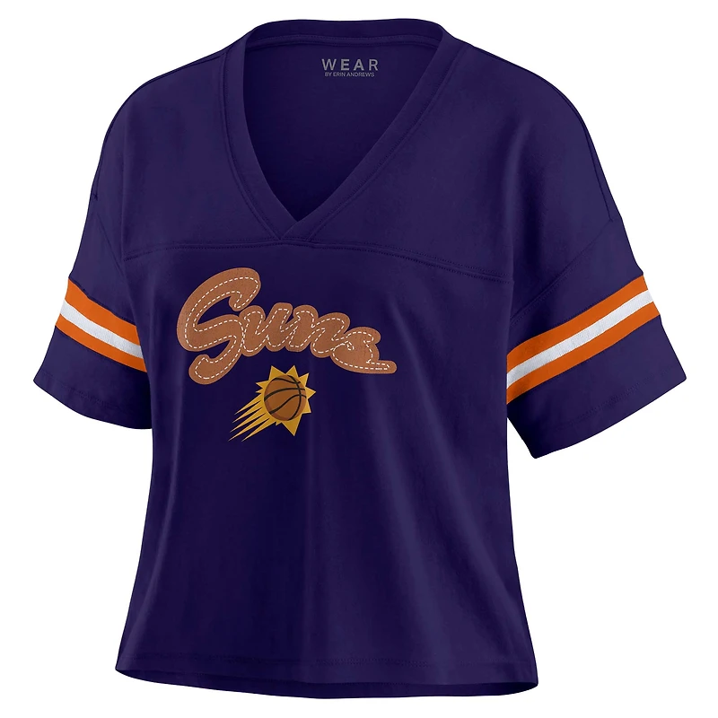 Women's WEAR by Erin Andrews Purple Phoenix Suns Color Block Boxy V-Neck T-Shirt