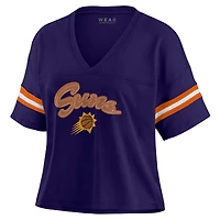 Women's WEAR by Erin Andrews Purple Phoenix Suns Color Block Boxy V-Neck T-Shirt