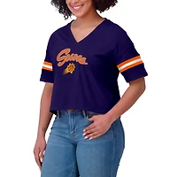 Women's WEAR by Erin Andrews Purple Phoenix Suns Plus Color Block Boxy V-Neck T-Shirt