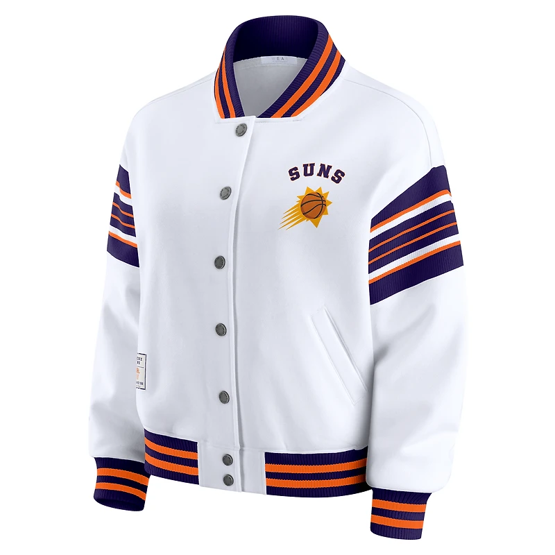 Veste polaire à boutons-pression complète WEAR by Erin Andrews pour femme, blanche, des Phoenix Suns