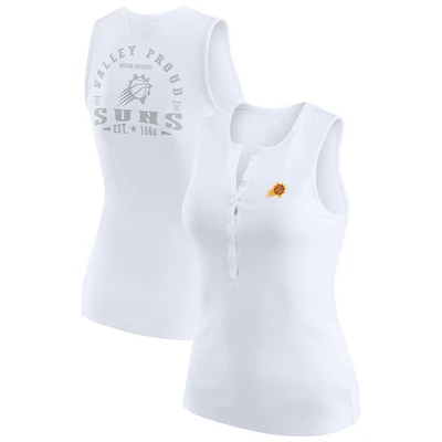 Women's WEAR by Erin Andrews White Phoenix Suns Rib-Knit Henley Tank Top