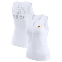 Women's WEAR by Erin Andrews White Phoenix Suns Rib-Knit Henley Tank Top
