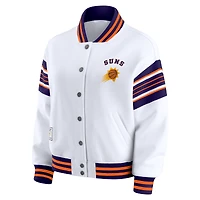 Sweat-shirt en polaire blanc à boutons-pression pour femme WEAR by Erin Andrews des Phoenix Suns