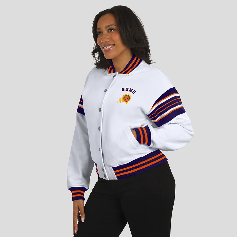Sweat-shirt en polaire blanc à boutons-pression pour femme WEAR by Erin Andrews des Phoenix Suns