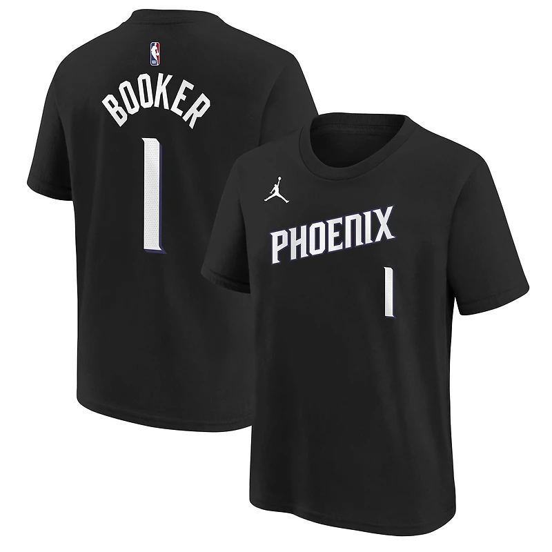 T-shirt Jordan Brand Devin Booker noir pour jeune, avec nom et numéro des Phoenix Suns - Édition Statement
