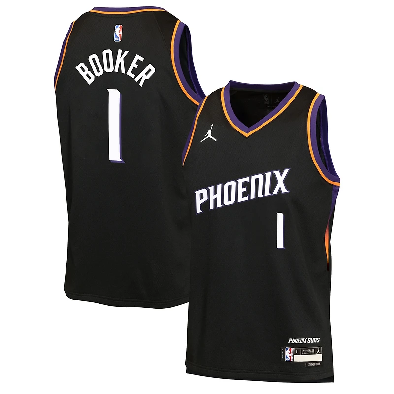 Maillot Swingman Jordan Brand Devin Booker noir pour jeune des Phoenix Suns - Édition Statement