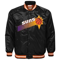 Veste à boutons-pression intégrale en satin noir Phoenix Suns Hardwood Classics pour jeunes Mitchell & Ness